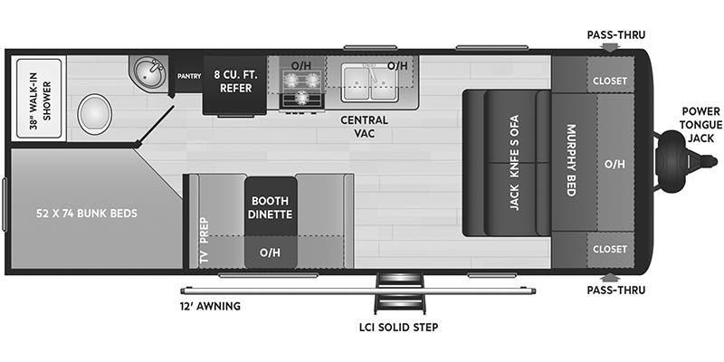 2022 KEYSTONE HIDEOUT 21BHWE, , floor-plans-day image number 0